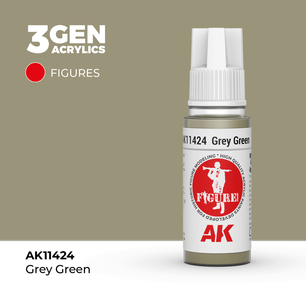 Акриловая краска AK Interactive Grey Green 3GEN Figures, 18мл