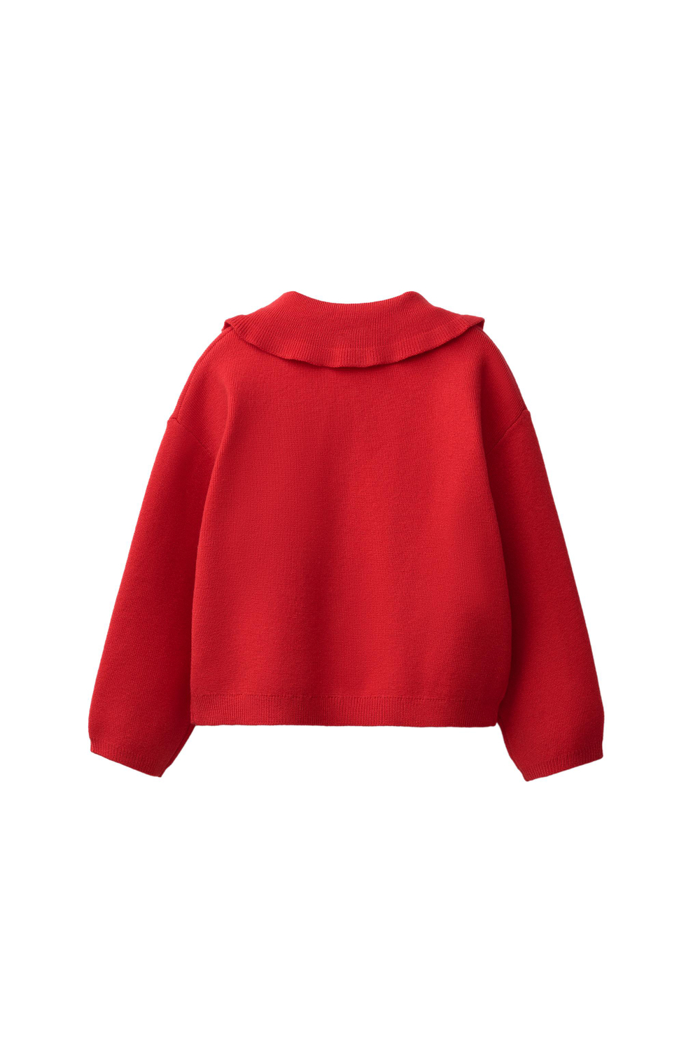 ZARA КАРДИГАН С ВОРОТНИКОМ С ВОЛАНОМ, КРАСНЫЙ