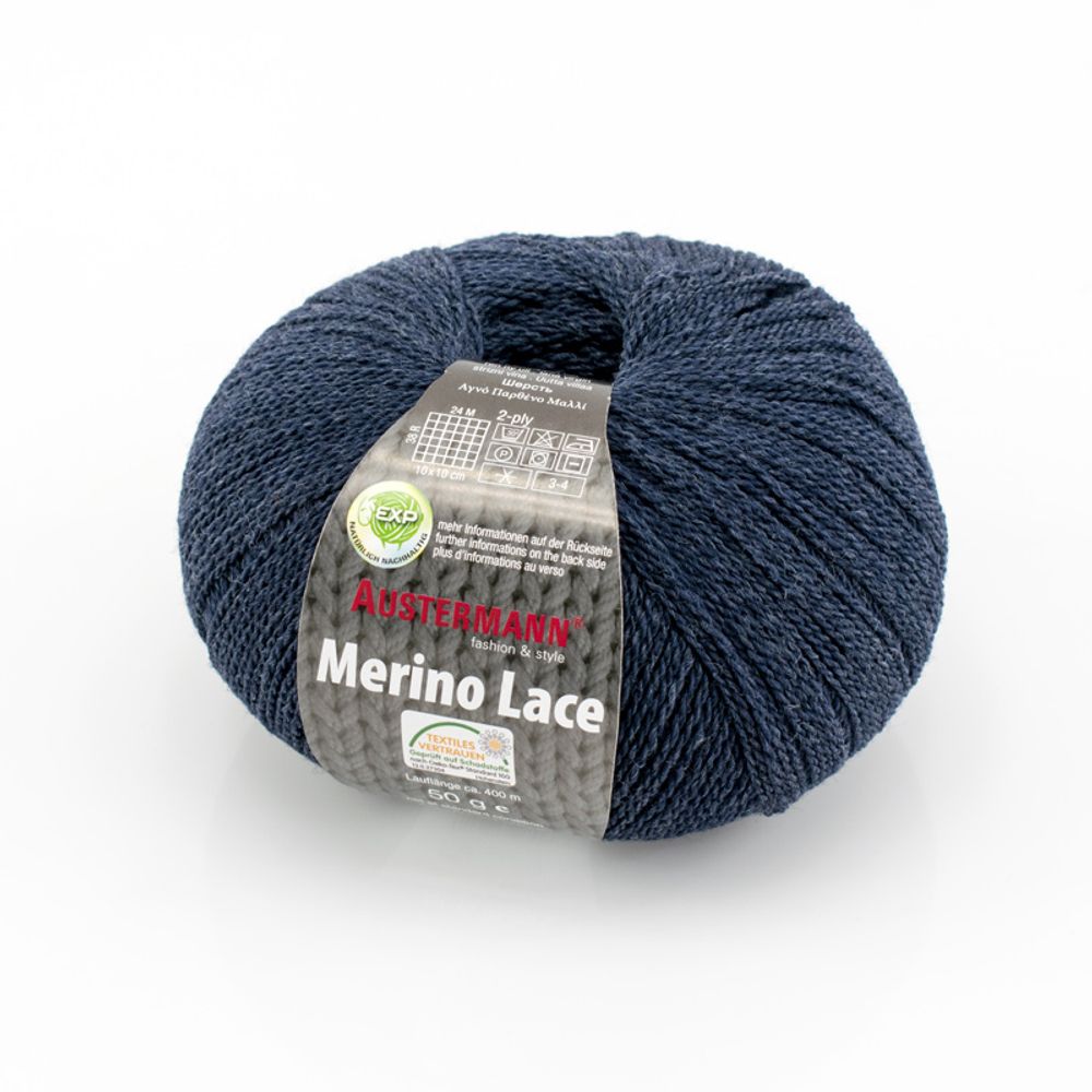 Пряжа Austermann (Аустерманн) Merino Lace EXP / уп.5 мот. по 50 г, 400м, темно-синий