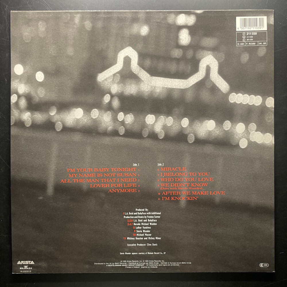 Виниловая пластинка Whitney Houston - I'm Your Baby Tonight LP