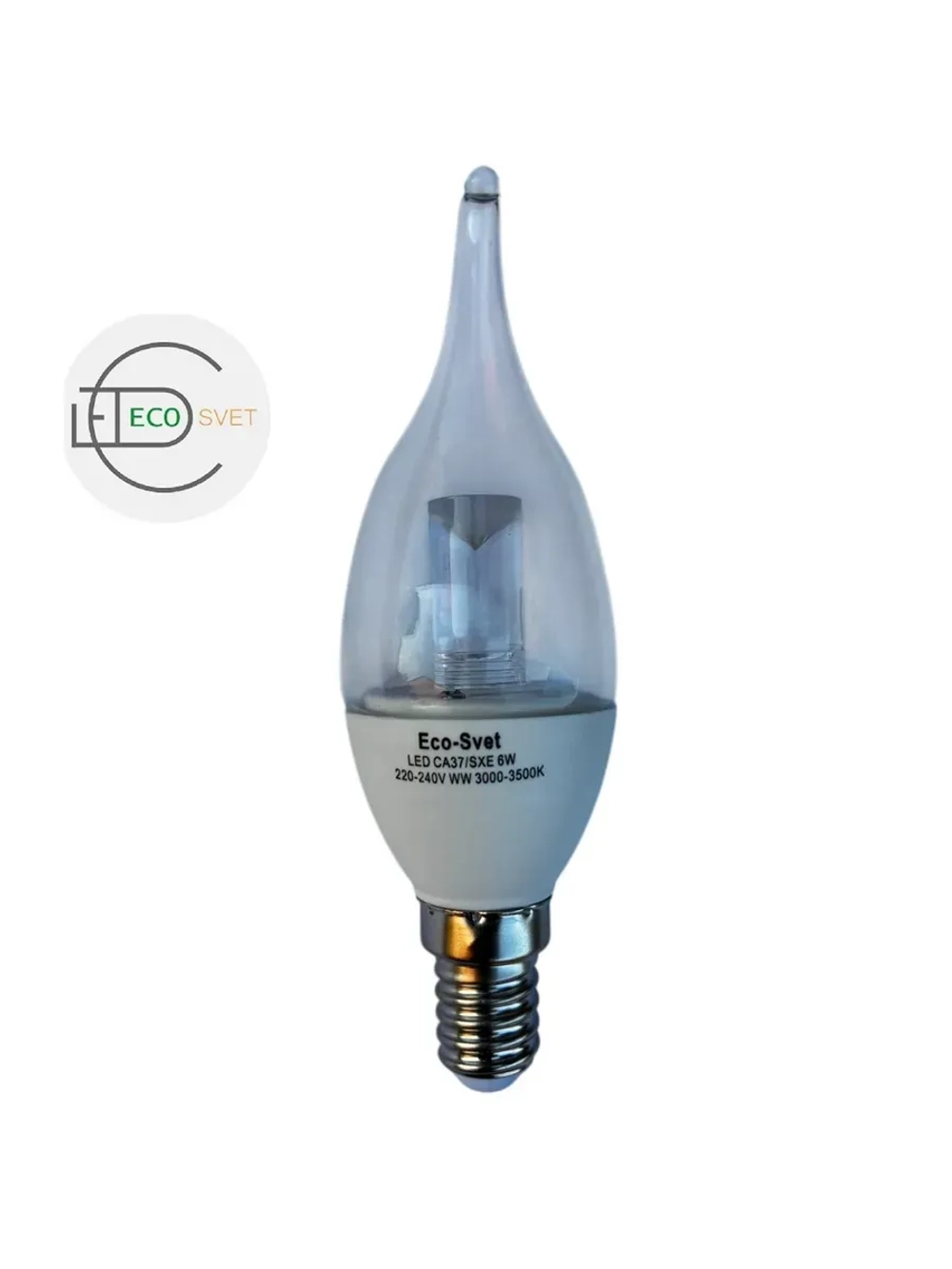 Светодиодная LED лампа CA37 6W E14 тёпл. пр. 3шт
