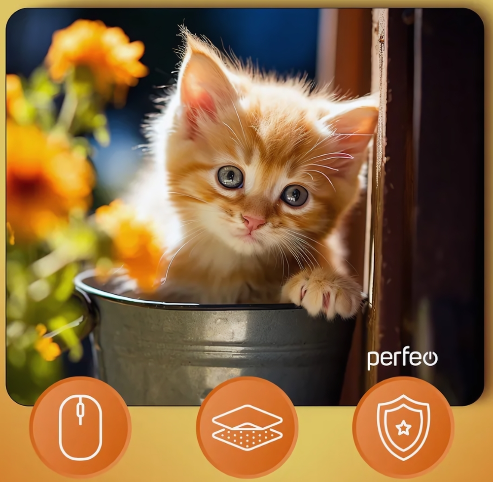 Perfeo Коврик для компьютерной мыши "Cat", Рис.38 (240*200*2 мм), ткань+резиновое основание