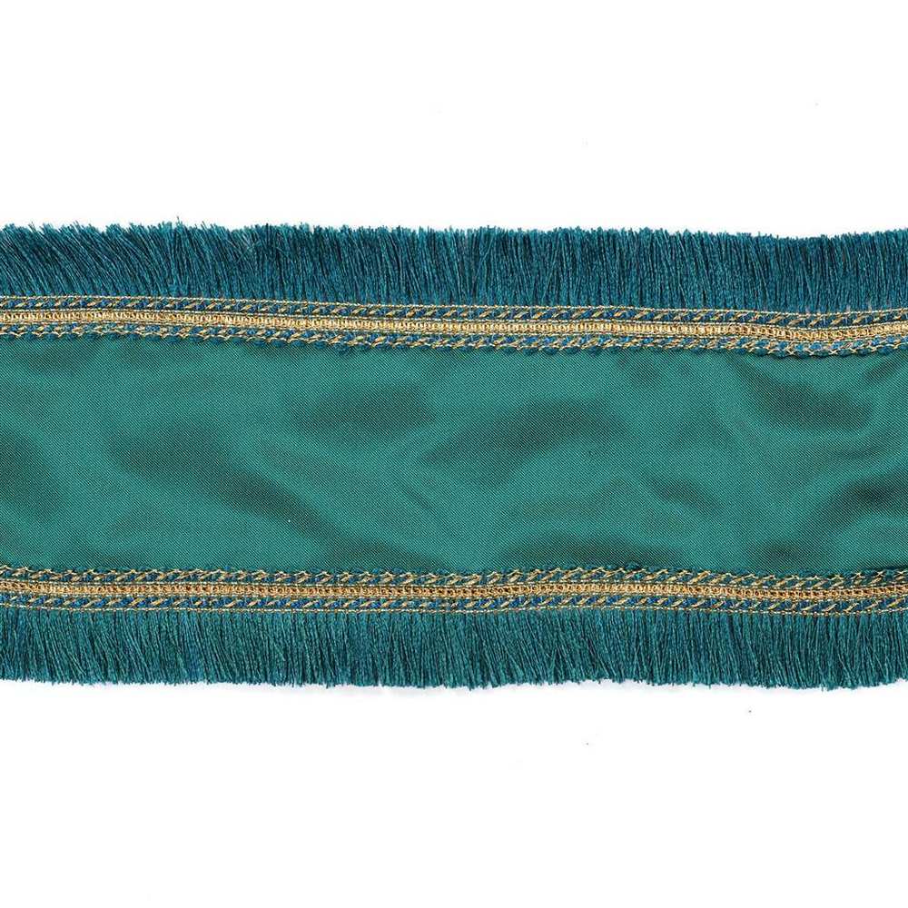 Лента 5м Goodwiil Satin Fringed Edges Ribbon зеленый-золотой