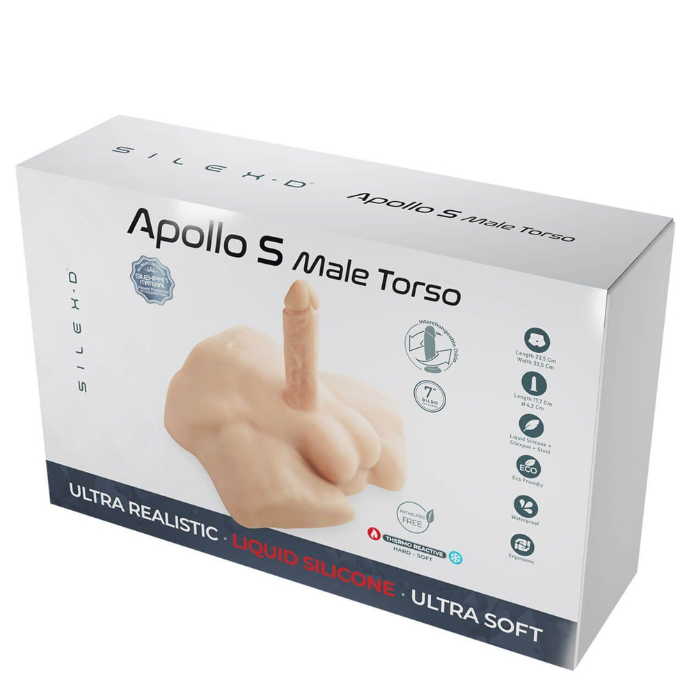 Телесный мужской полуторс с фаллоимитатором SILEXD Apollo S 7 (Цвет: телесный)
