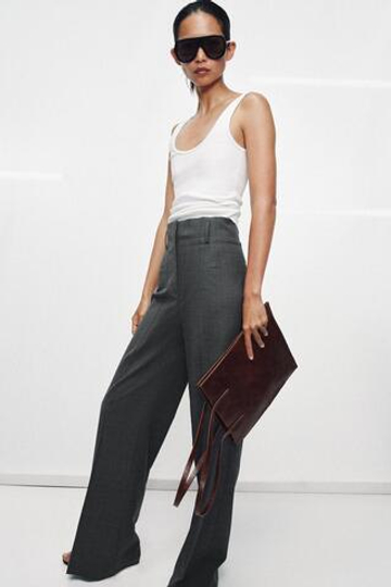 ZARA ХЛОПКОВАЯ ФУТБОЛКА БЕЗ РУКАВОВ, БЕЛЫЙ
