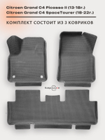 Автомобильные коврики ЭВА с бортами на 2 ряда для Citroen Grand C4 Picasso II (13-18г.) / Citroen Grand C4 SpaceTourer (18-22г.)