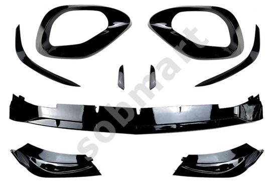 Юбка переднего бампера V.2 глянцево - черный для Mercedes C class W206 2021+