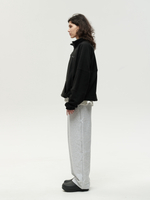 Drawstring Half-Zipped Sweatshirt Black