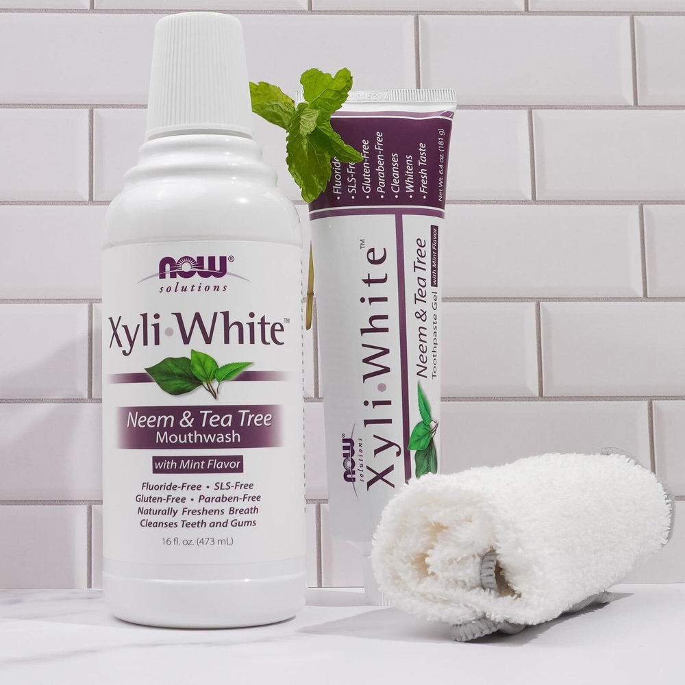 NOW Foods, Solutions, XyliWhite™, зубная паста-гель, ним и чайное дерево, мята, 181 г (6,4 унции)