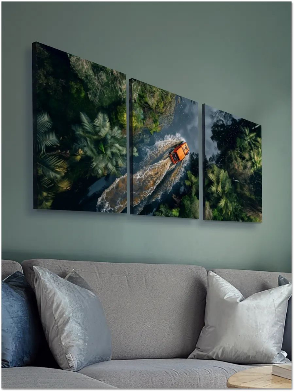 Картина Внедорожник в джунглях модульная 50x70см 3шт.