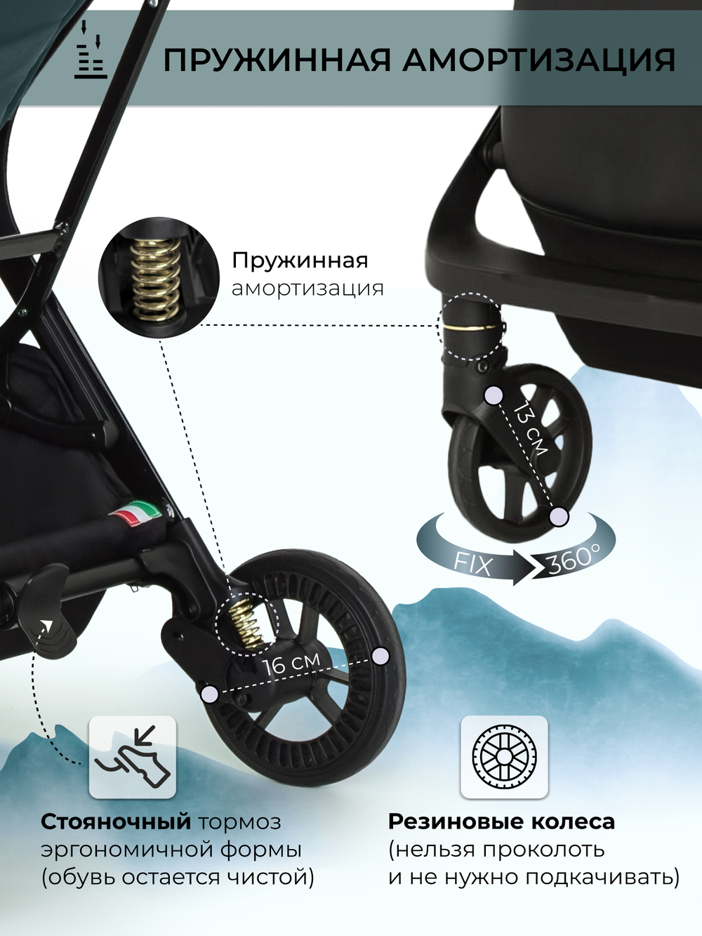 Прогулочная коляска Sweet Baby Aura Green