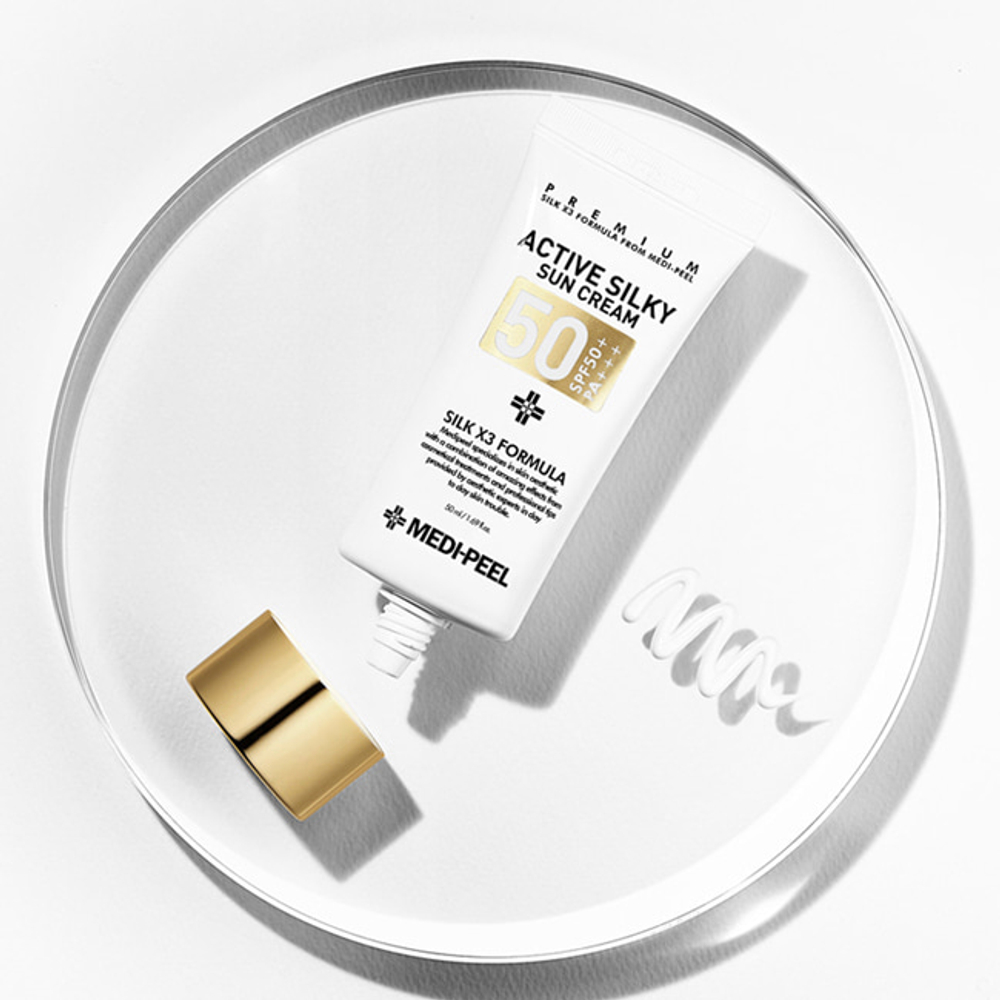 Medi-Peel Active Silky Sun Cream 2.0 солнцезащитный крем с комплексом пептидов и шёлка