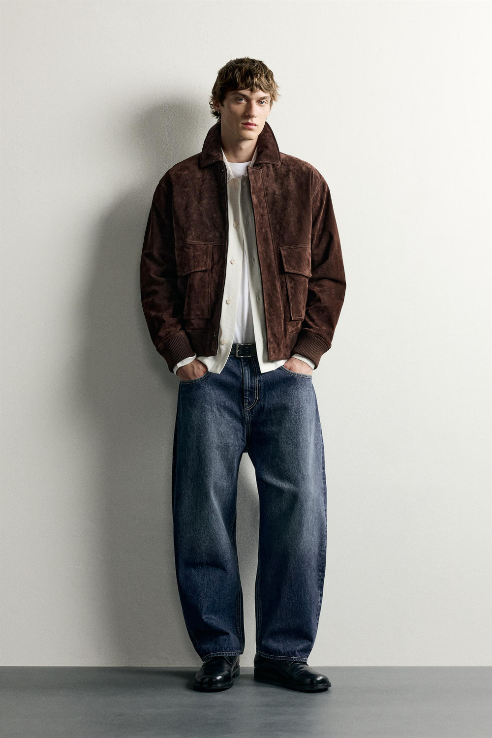 ДЖИНСЫ TAPERED WIDE FIT В ПОЛОСКУ — ZARA