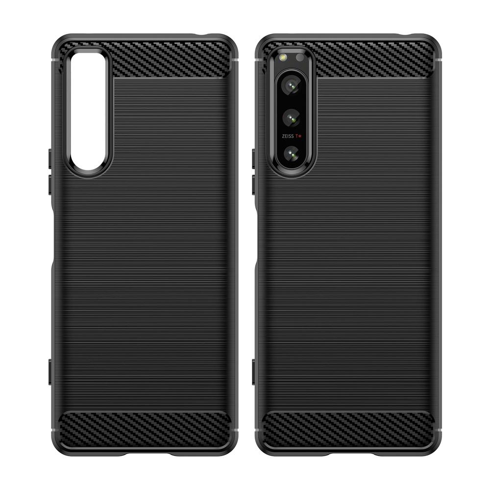 Мягкий защитный чехол для Sony Xperia 5-IV Mark 4, серии Carbon (в стиле карбон) от Caseport