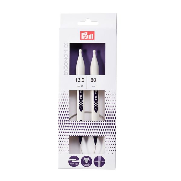 Спицы круговые ⌀12.0 мм, 80 см, 1 шт, Prym Ergonomics 215814