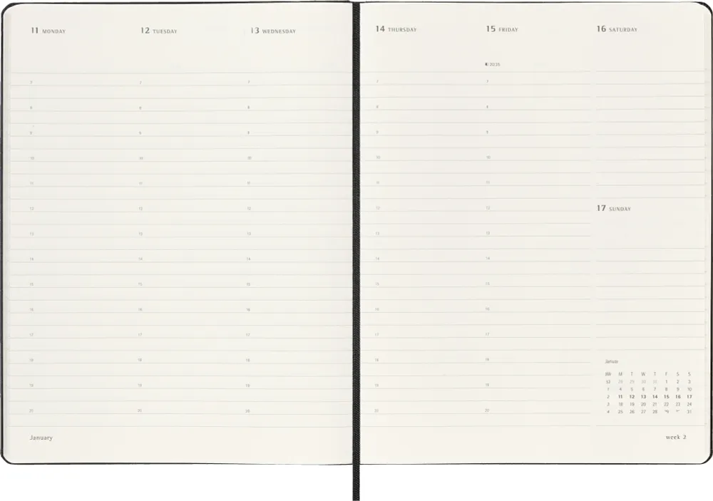 Еженедельник Moleskine Pro XLarge Vertical 190х250 мм 264 стр черный (DHB12PRO4) 2