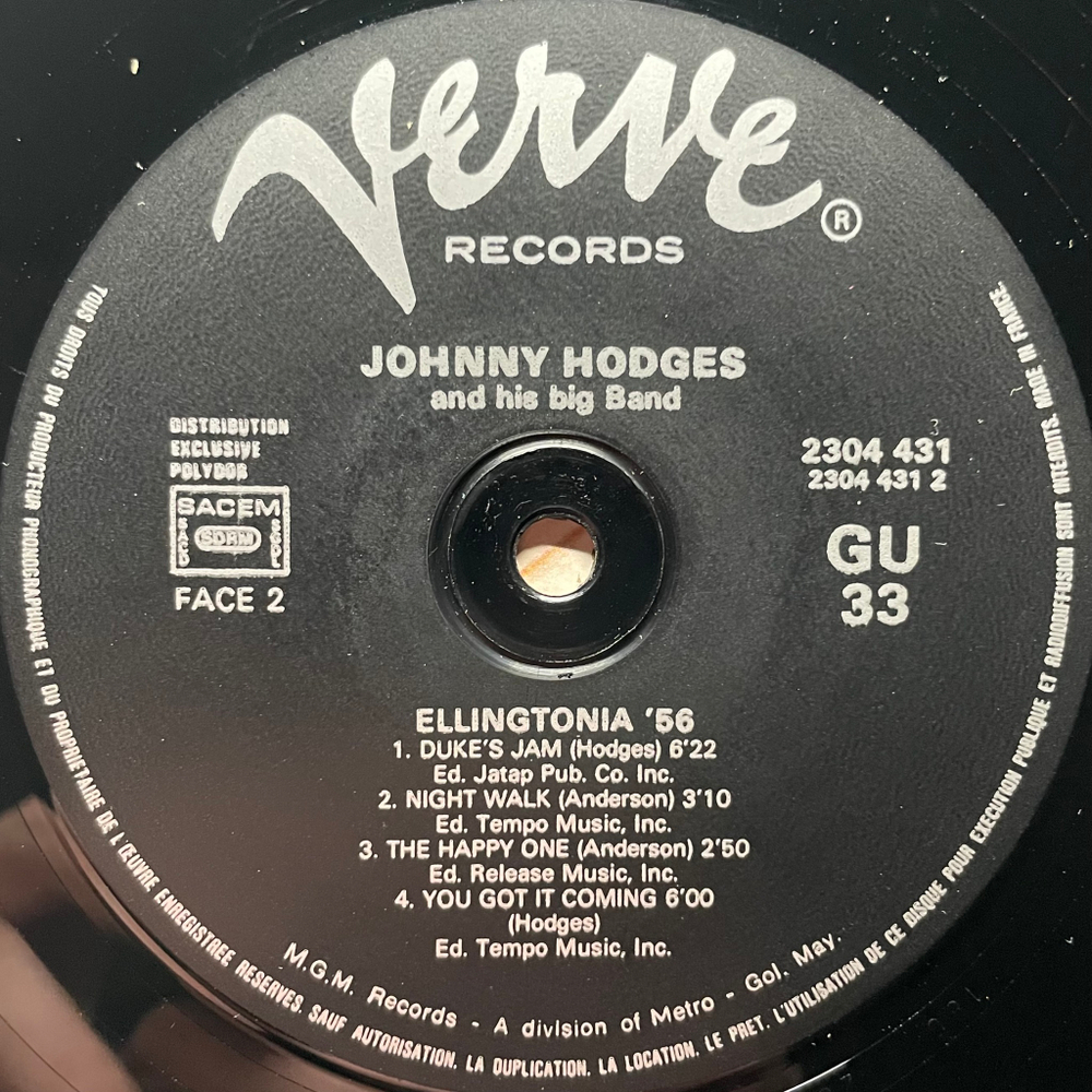 Johnny Hodges ‎– Ellingtonia '56 (Франция 1980г.)