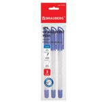 Ручки шариковые масляные BRAUBERG НАБОР 3 шт., СИНИЕ, "Olive Pen", узел 0,7 мм, линия 0,5 мм, 141478