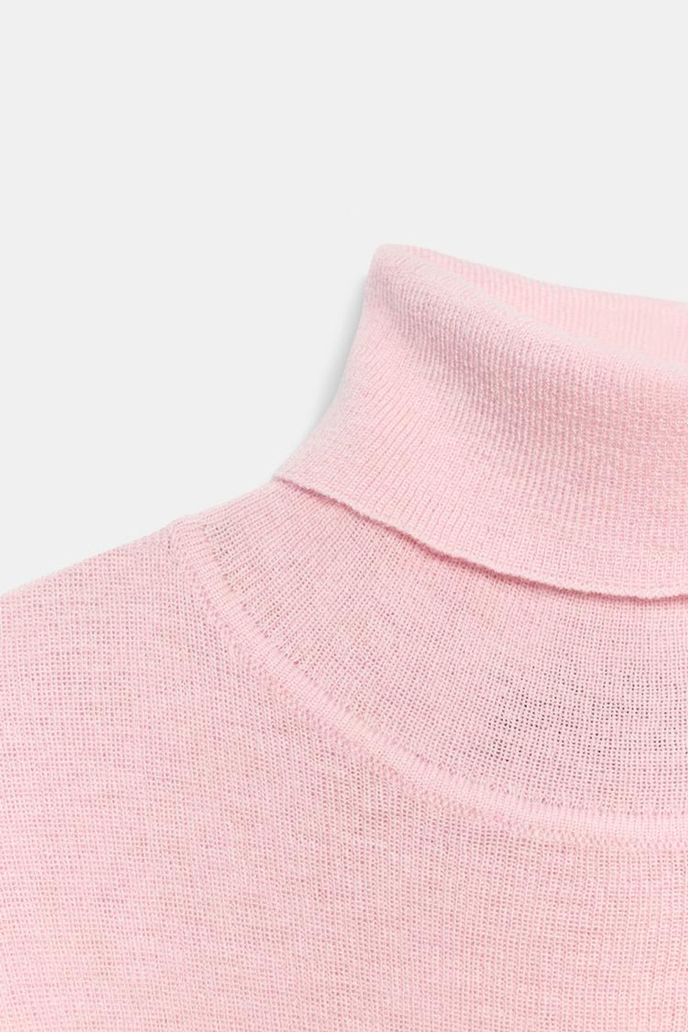 ZARA СВИТЕР ТОНКОЙ ВЯЗКИ С ВОРОТНИКОМ-СТОЙКОЙ, ПАСТЕЬНО-РОЗОВЫЙ