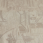 Шерстяная портьерная ткань «Architectural Sketch» — натуральная шерсть с вышитым рисунком-чертёжом для штор от пола до потолка