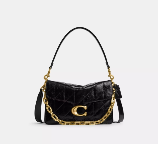 COACH СУМКА ЧЕРЕЗ ПЛЕЧО TABBY С ЦЕПОЧКОЙ И СТЕЖКОЙ, ЧЕРНЫЙ