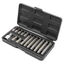 Набор бит TORX с битодержателем,15пр. 1/2''(L: 30/75мм, Т20,Т25,Т30,Т40,Т45,Т50,Т55) RockForce##Rock FORCE RF-4156(C)