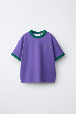 ZARA - FRUIT OF THE LOOM™ , ФУТБОЛКА С ВЫШИВКОЙ, ФИОЛЕТОВЫЙ