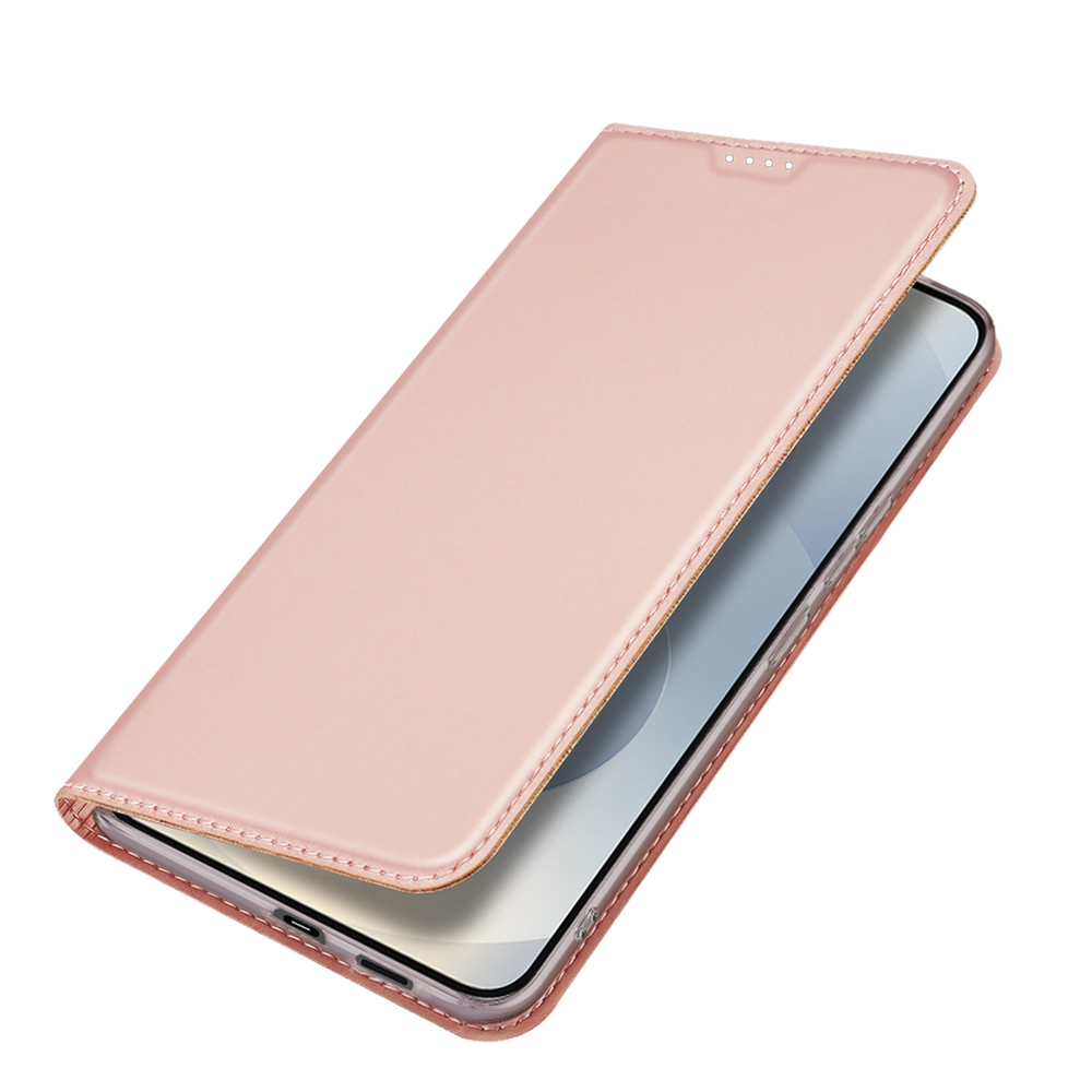 Чехол книжка из PU кожи розового цвета от Dux Ducis для смартфона Samsung Galaxy S25 Edge, серия Skin Pro Series Case