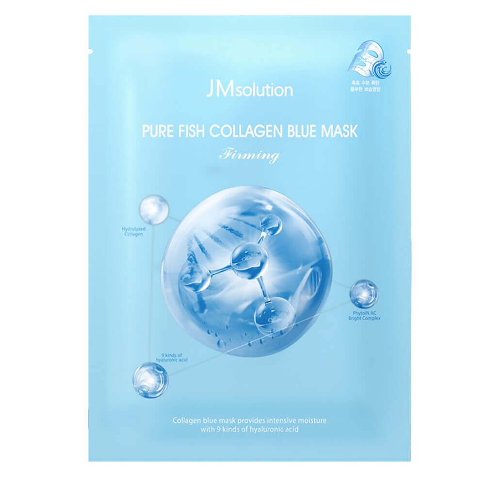 JMsolution Увлажняющая маска с коллагеном для эластичности кожи Pure Fish Collagen Blue Mask