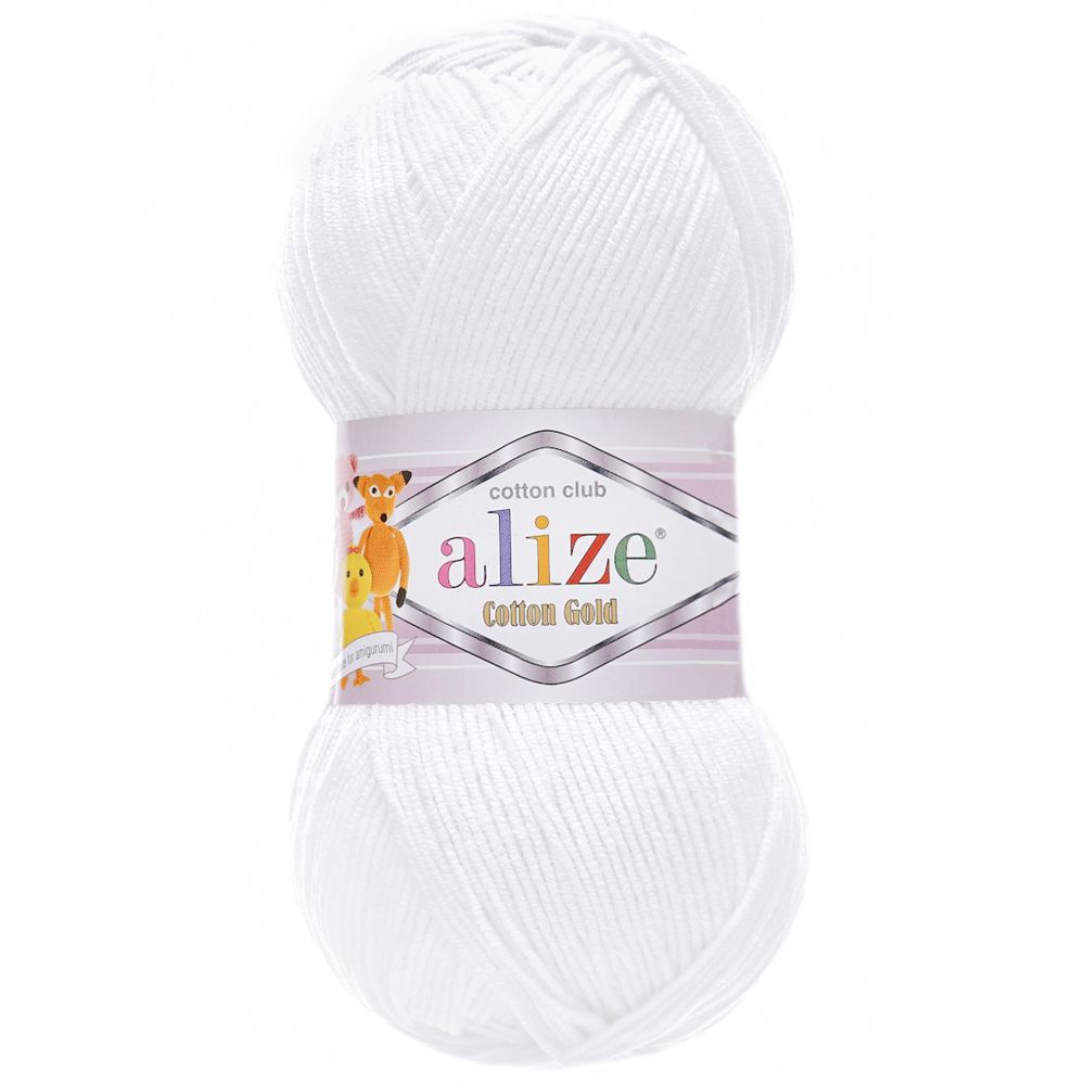 Пряжа Alize (Ализе) Cotton Gold / уп.5 мот. по 100 г, 330м, 055 белый A