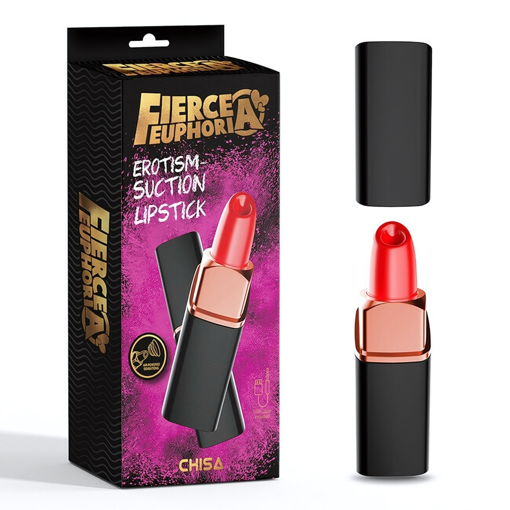 Вакуумный клиторальный стимулятор в виде помады Erotism - Suction Lipstick (Цвет: черный)