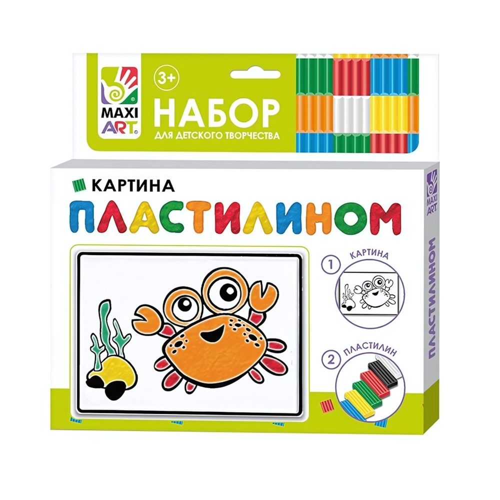 Набор для детского творчества, картина пластилином "Крабик" 10х15см (Maxiart)