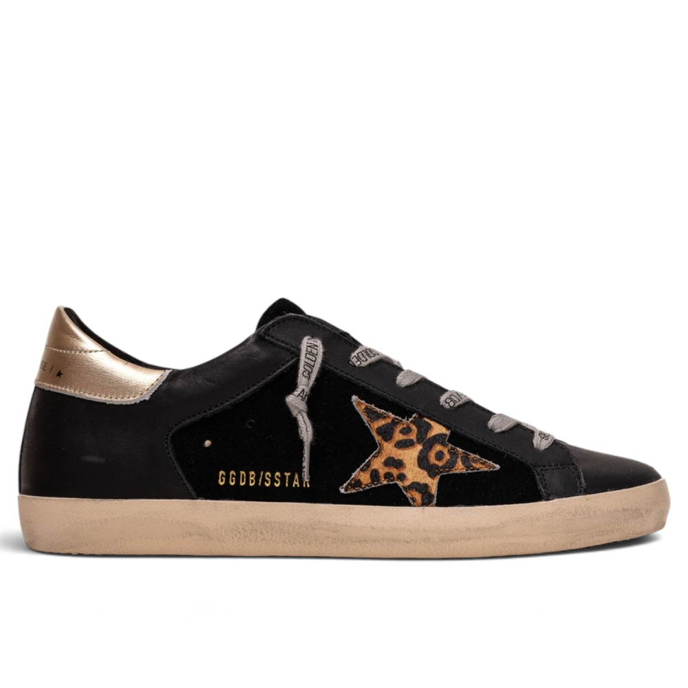 Women's Golden Goose Super-Star with Black Leopard Star