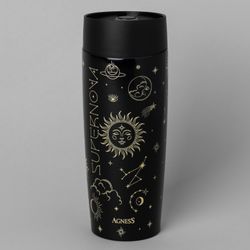 ТЕРМОКРУЖКА AGNESS "SUPERNOVA BLACK" 360МЛ, КОЛБА НЕРЖ.СТАЛЬ 18/10