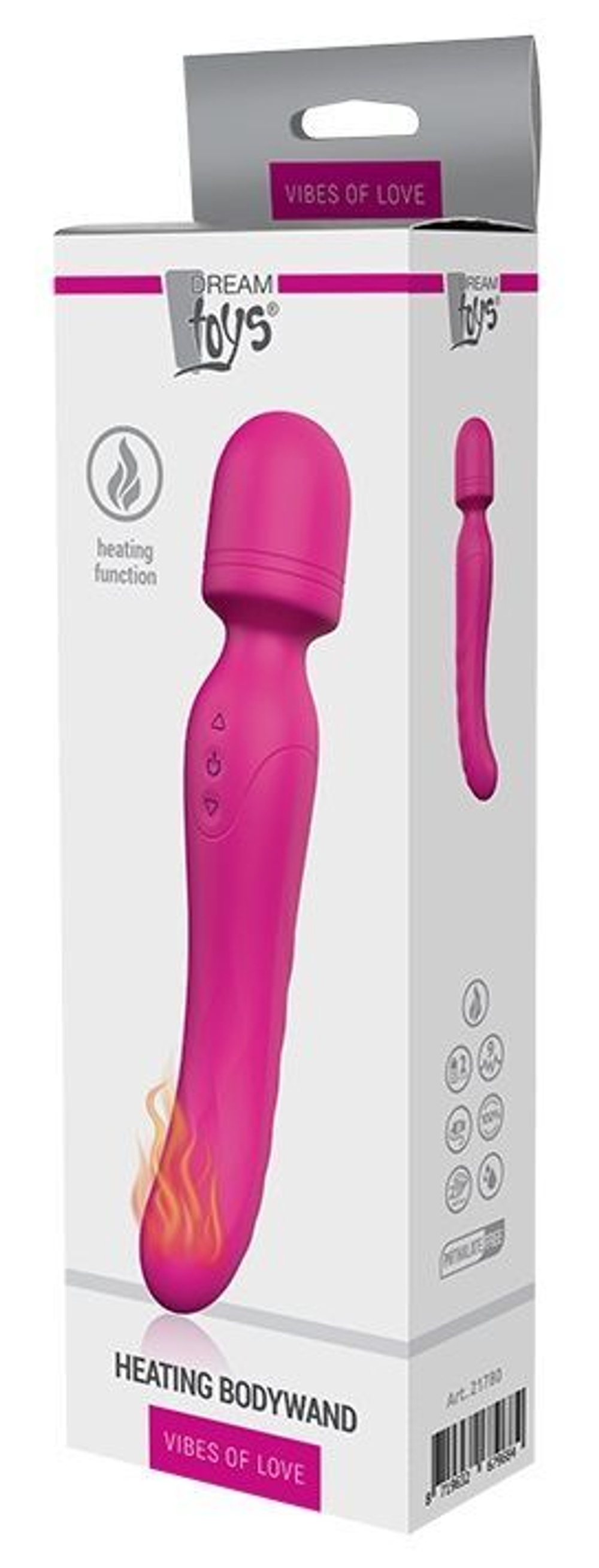 Ярко-розовый жезловый вибратор Heating Bodywand с нагревом - 23,2 см. (Цвет: ярко-розовый)