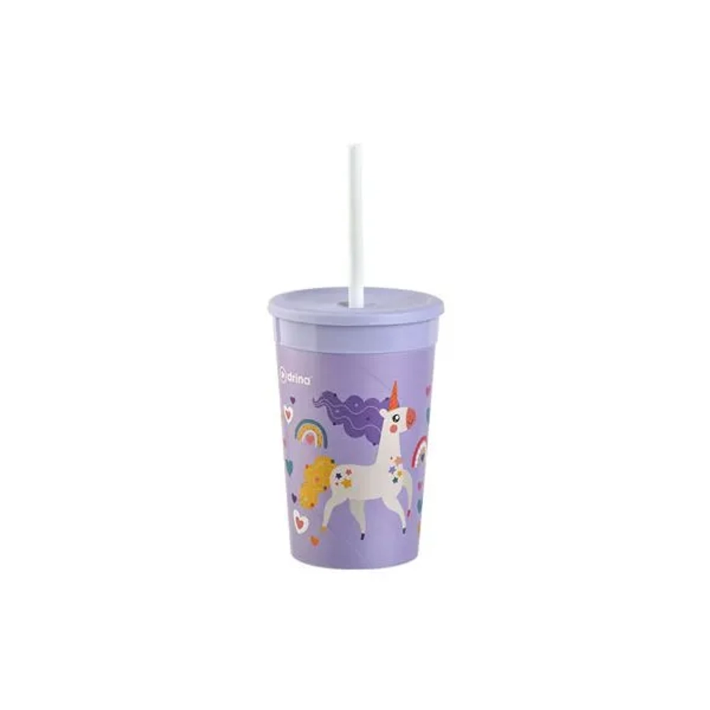 Стакан с трубочкой DRINA Glass Deco Plus 0,33л сиреневый
