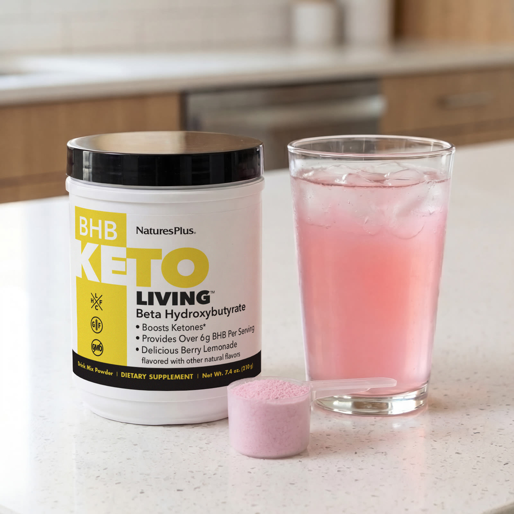 NaturesPlus, BHB Keto Living™, вкусный ягодный лимонад, 210 г (7,4 унции)