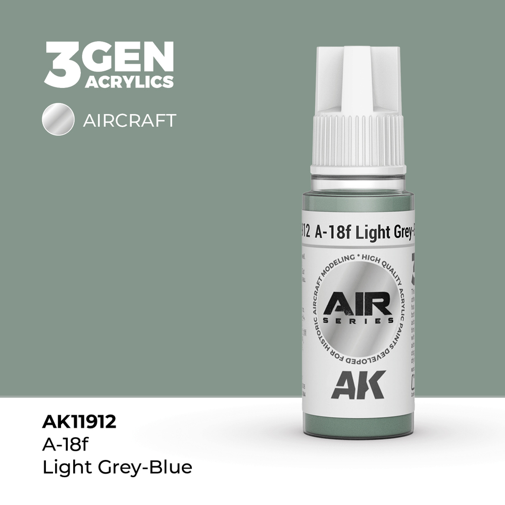Акриловая краска AK Interactive A-18f Light Grey-Blue 3GEN AIR, 18мл