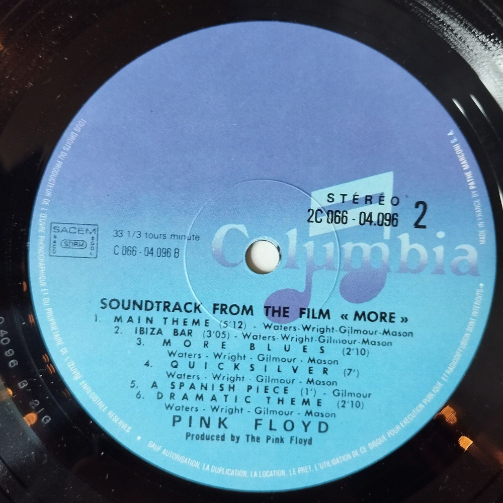 Винтажная виниловая пластинка LP The Pink Floyd Soundtrack From The Film More (France 1978)