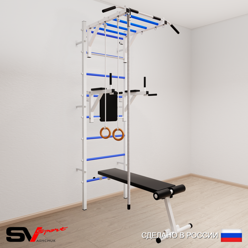 Шведская стенка Sv Sport 554 (Турник рукоход/Брусья/Скамья/Канат/Кольца)