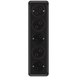 Розетка Intro Quadro 2-209-05 пятерная без заземления 5х2P 16А-250В IP20 ОУ антрацит | Intro