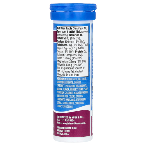Nuun, Sport Hydration, напиток с шипучим электролитом, три ягоды, 10 таблеток