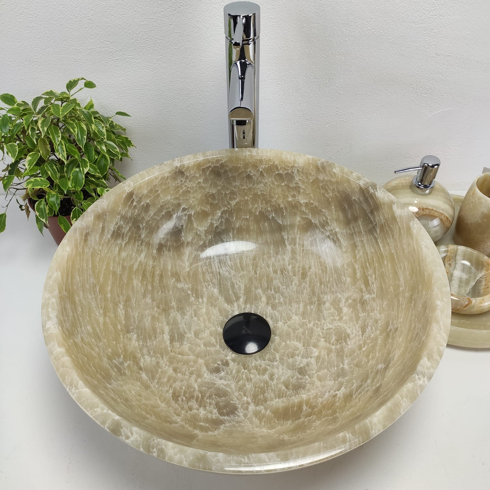 Раковина из оникса Bowl Grey BO-61089 45x45x17 из натурального камня