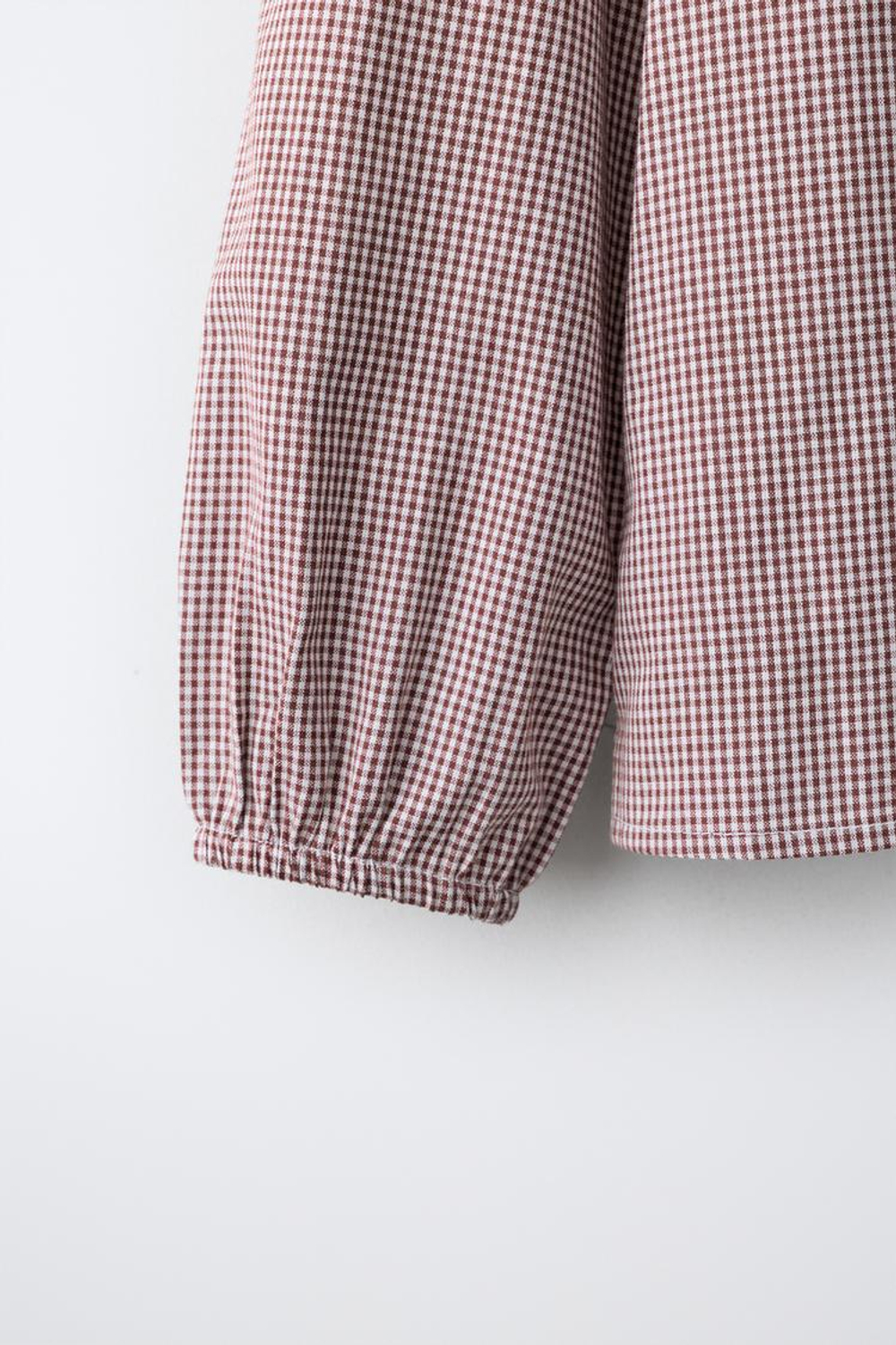 ZARA РУБАШКА В КЛЕТКУ СО СТРОЧКОЙ, БОРДОВЫЙ/ЭКРЮ