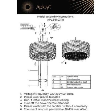 Люстра подвесная 18*Е14 APL.861.03.18 золото Felikayt Aployt
