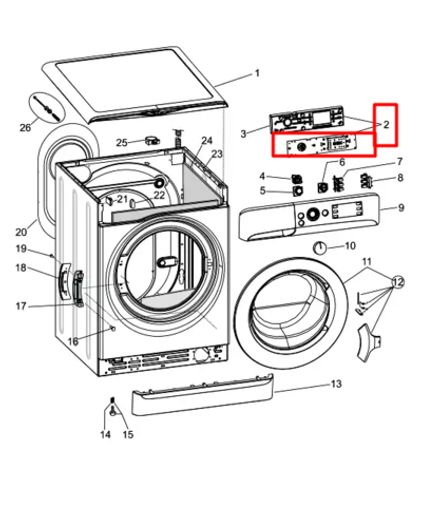 Модуль (плата индикации LED) для стиральной машины Indesit (Индезит) / Ariston (Аристон) - 378701,  301823, 309277