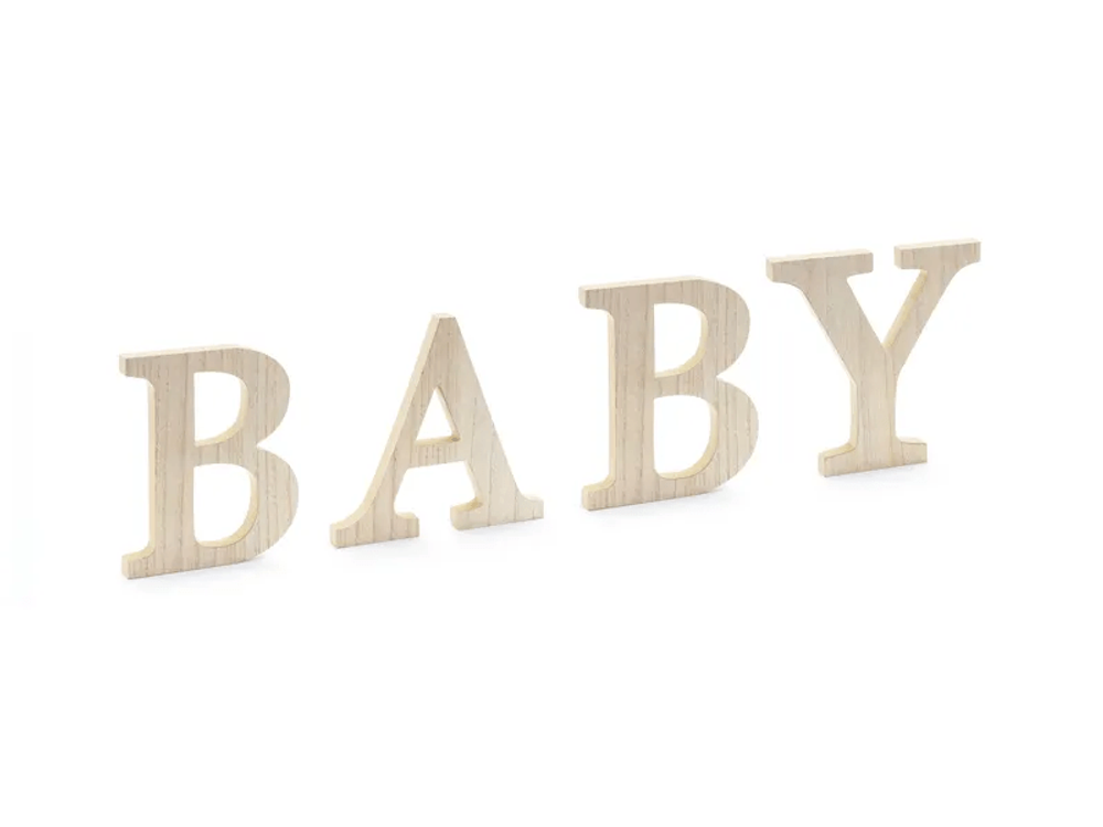 Деревянные буквы "BABY", высота 19.5 см