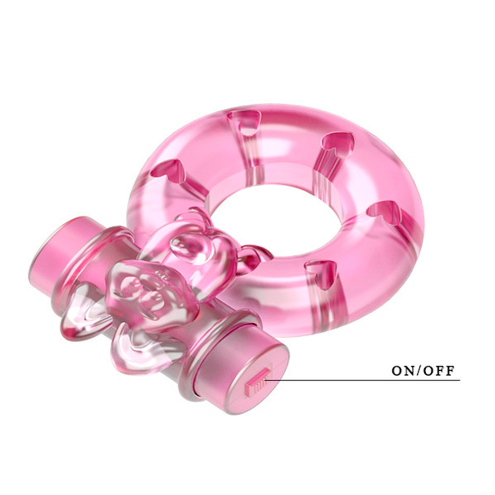 Розовое эрекционное кольцо с вибрацией 3,5х5см Baile Pink Rabbit Cock Rings BI-010082