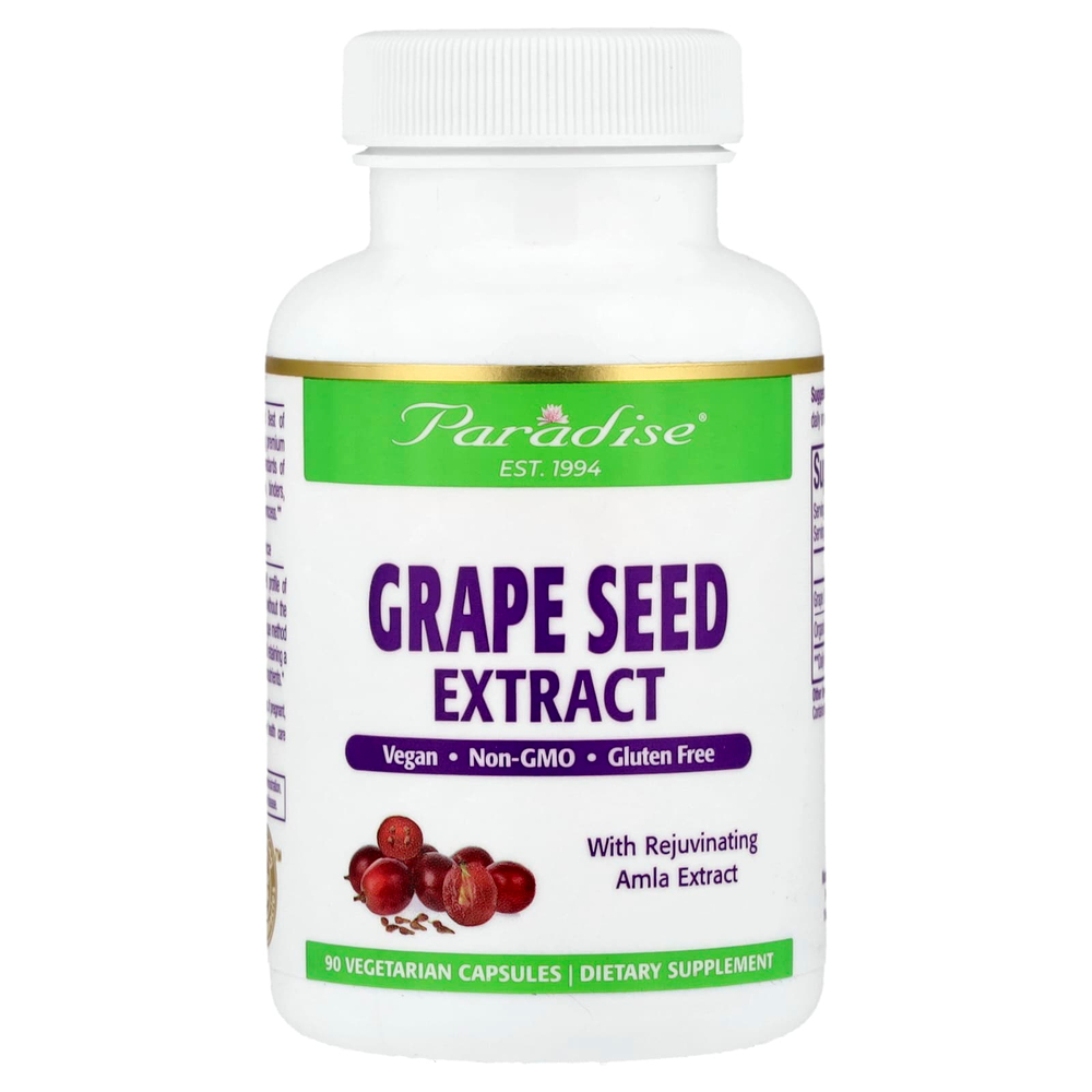 Paradise Herbs, ActiVin экстракт виноградных косточек с амлой, 90 вегетарианских капсул