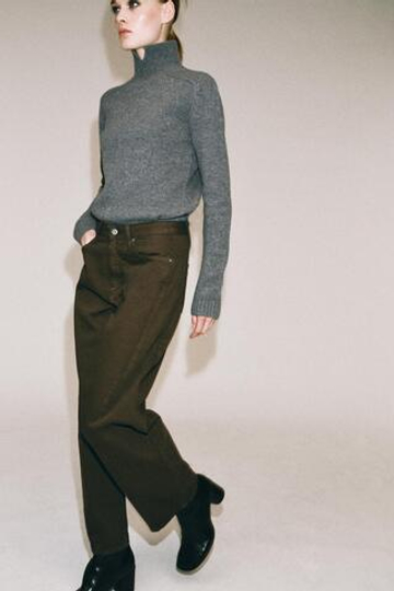 ZARA ДЖИНСЫ ZW COLLECTION ANKLE RELAXED СО СРЕДНЕЙ ПОСАДКОЙ, ХАКИ